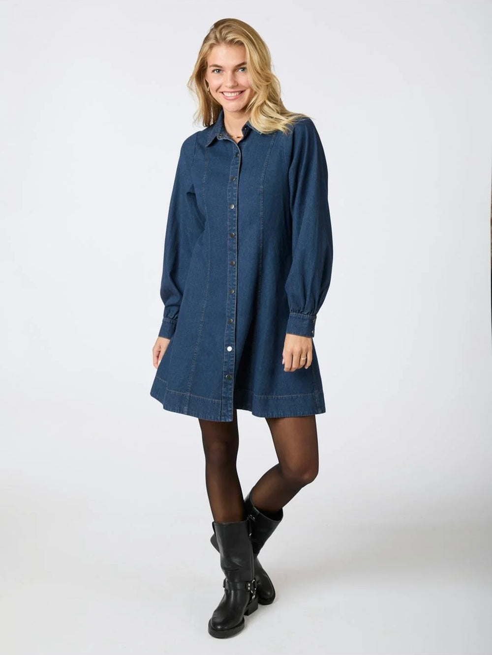 NEO NOIR HANNE DENIM DRESS DARK BLUE