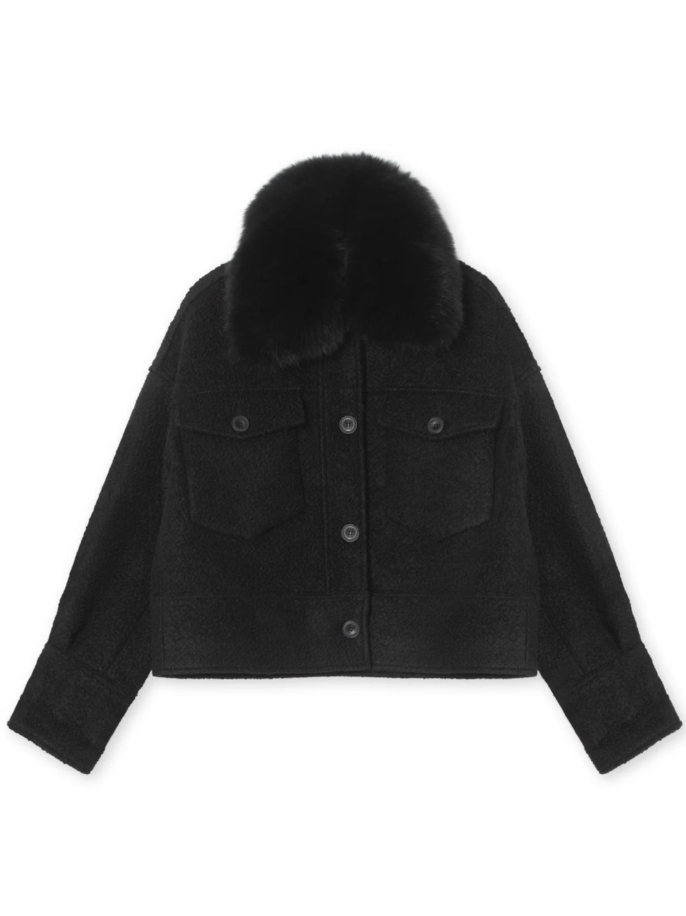 MEOTINE CHARLIE JACKET WOOL BOUCLE BLACK