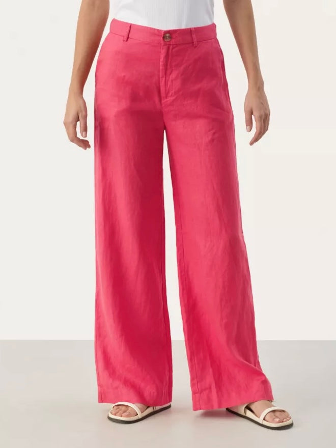 PART TWO NINNES LINEN TROUSERS CLARET RED