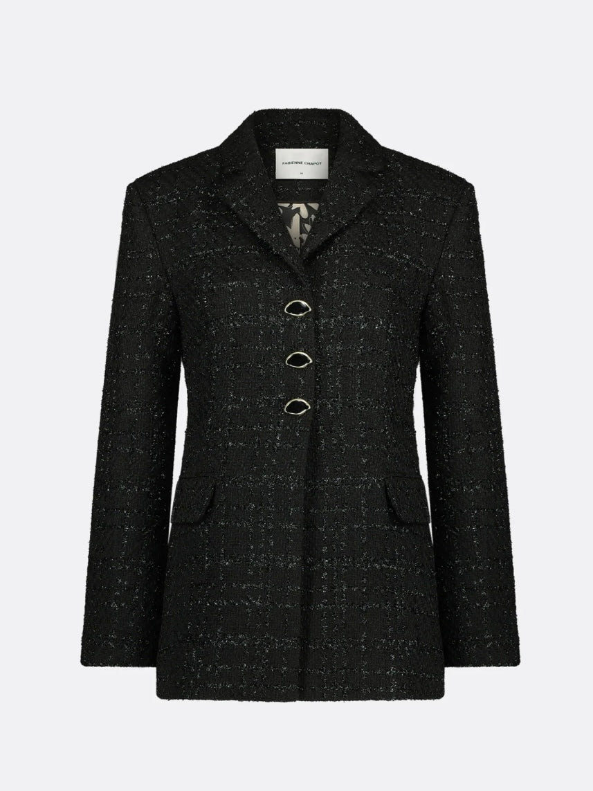 FABIENNE CHAPOT CHER TWEED BLAZER BLACK