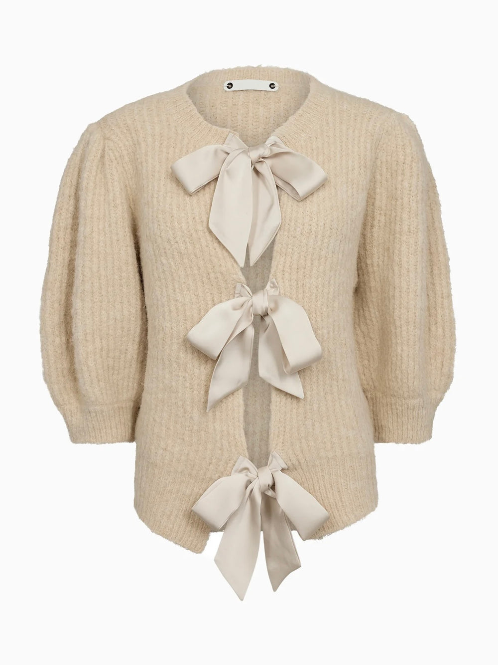 CO’COUTURE CORALIE BOW RIB CARDIGAN BONE