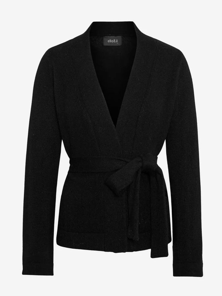 ELLA & IL CAT CASHMERE CARDIGAN BLACK