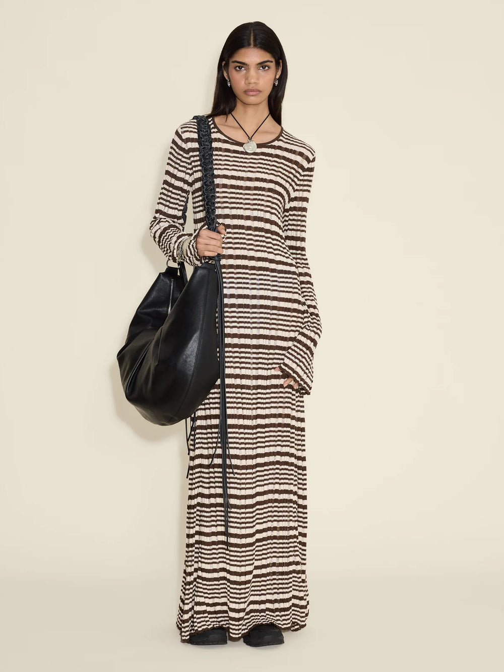 HOLZWEILER RIB STRIPE DRESS BROWN MIX