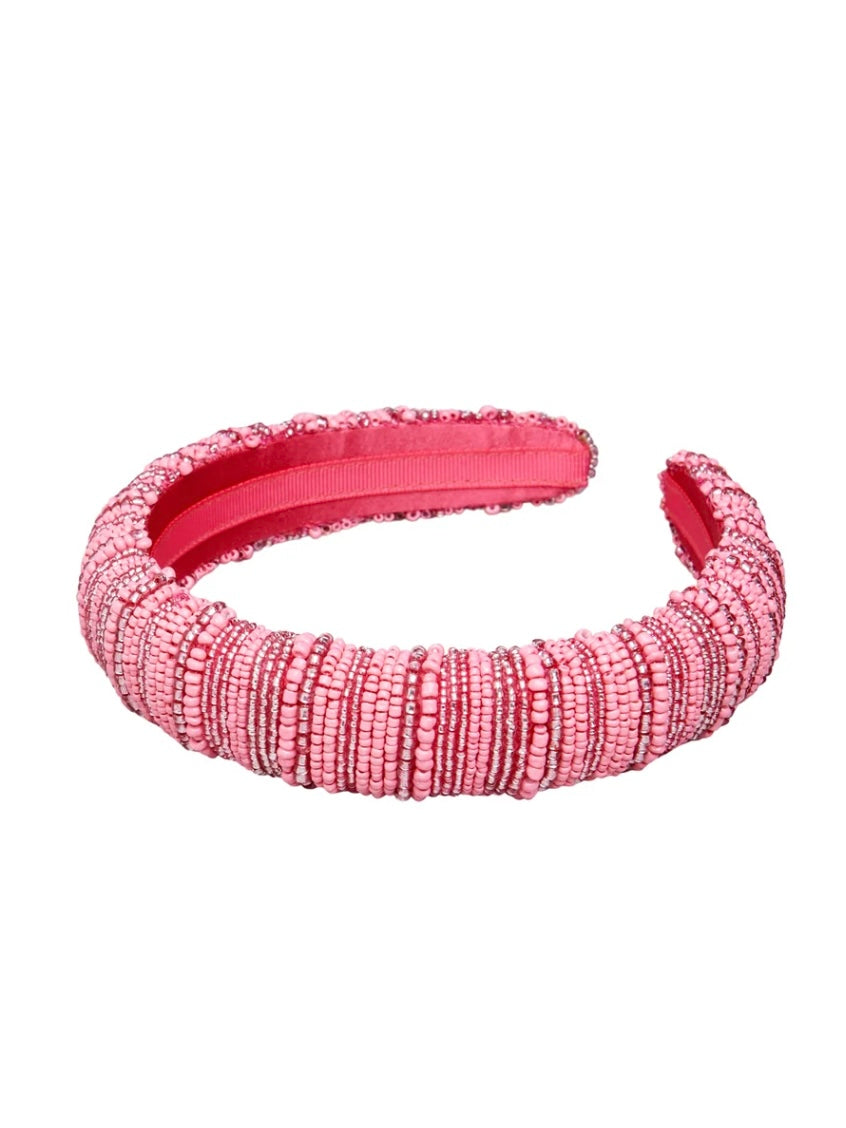 BECKSØNDERGAARD CASSIE BEADED HAIRBRACE HOT PINK