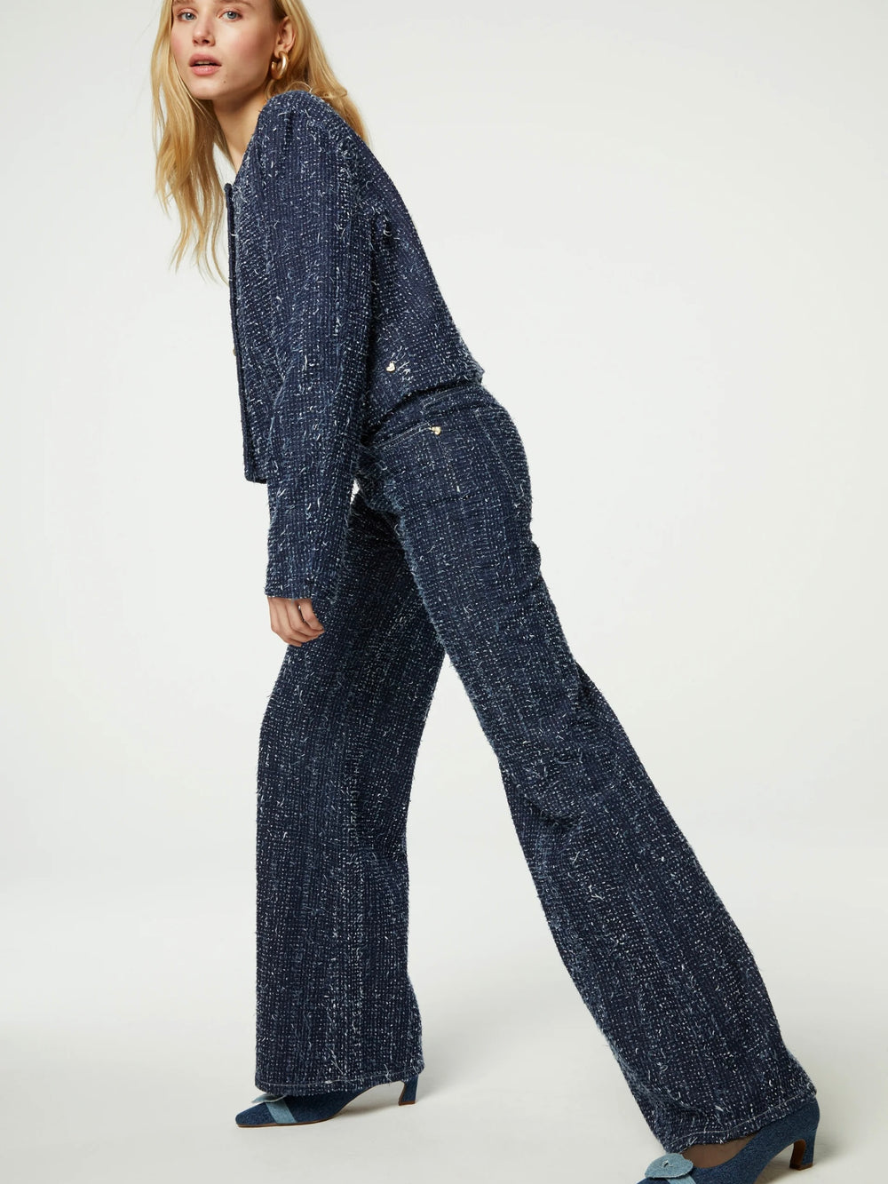 FABIENNE CHAPOT THEA WIDE LEG TWEED JEANS DARK INDIGO 32