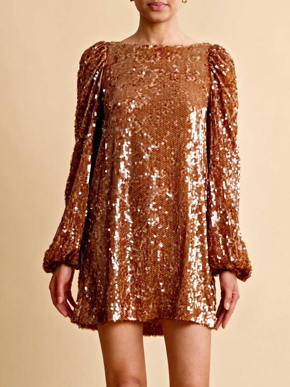 BY TI MO SEQUINS MINI DRESS GOLDEN