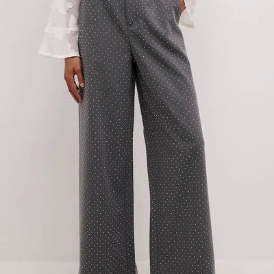 CULTURE ANNLISE STUDDED PANTS GREY W/SILVER