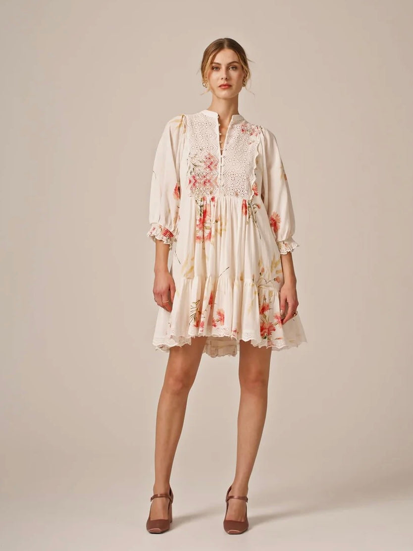 BY TI MO COTTON SLUB SHIFT DRESS STRAW