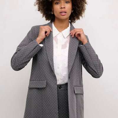 CULTURE ANNLISE STUDDED BLAZER GREY V/silver