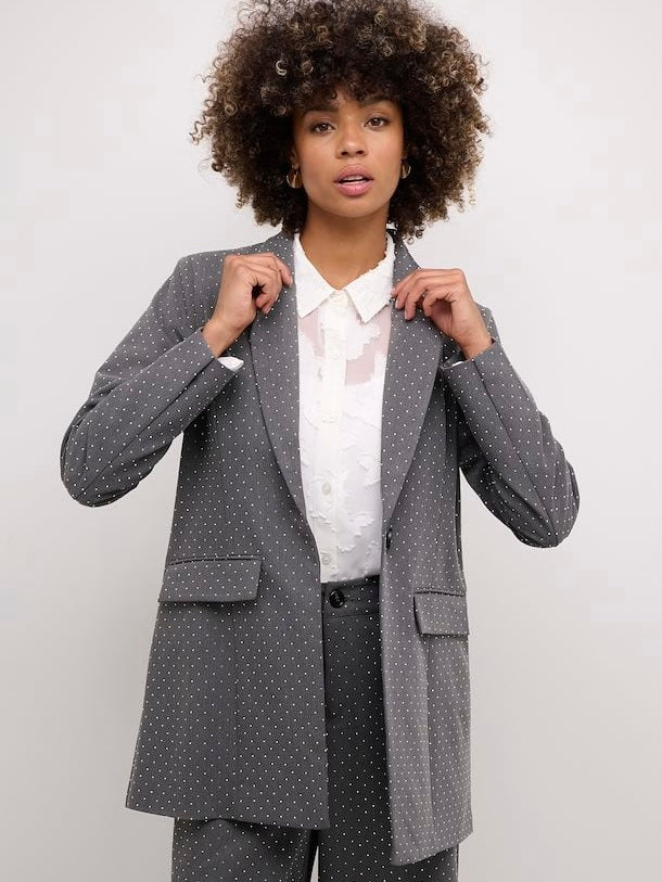 CULTURE ANNLISE STUDDED BLAZER GREY V/silver