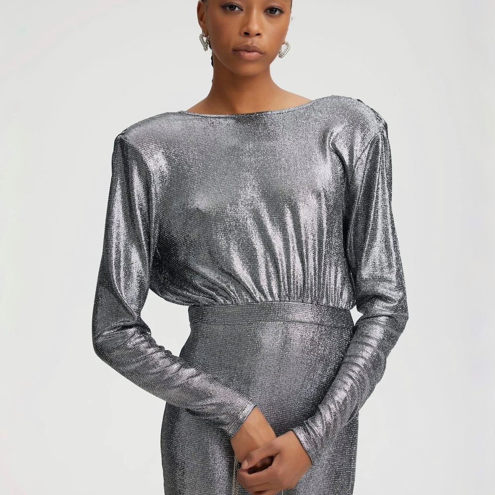 
                  
                    GESTUZ EIRA LONG DRESS SILVER STRUCTURE
                  
                