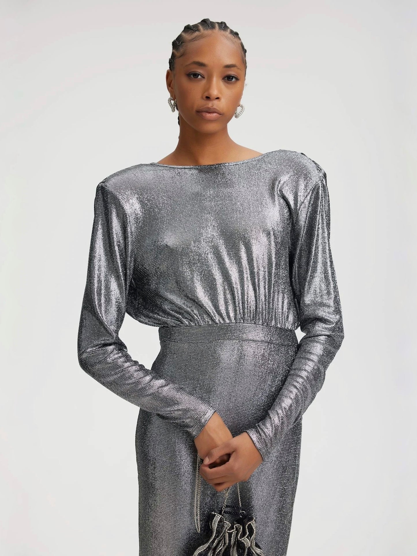 
                  
                    GESTUZ EIRA LONG DRESS SILVER STRUCTURE
                  
                