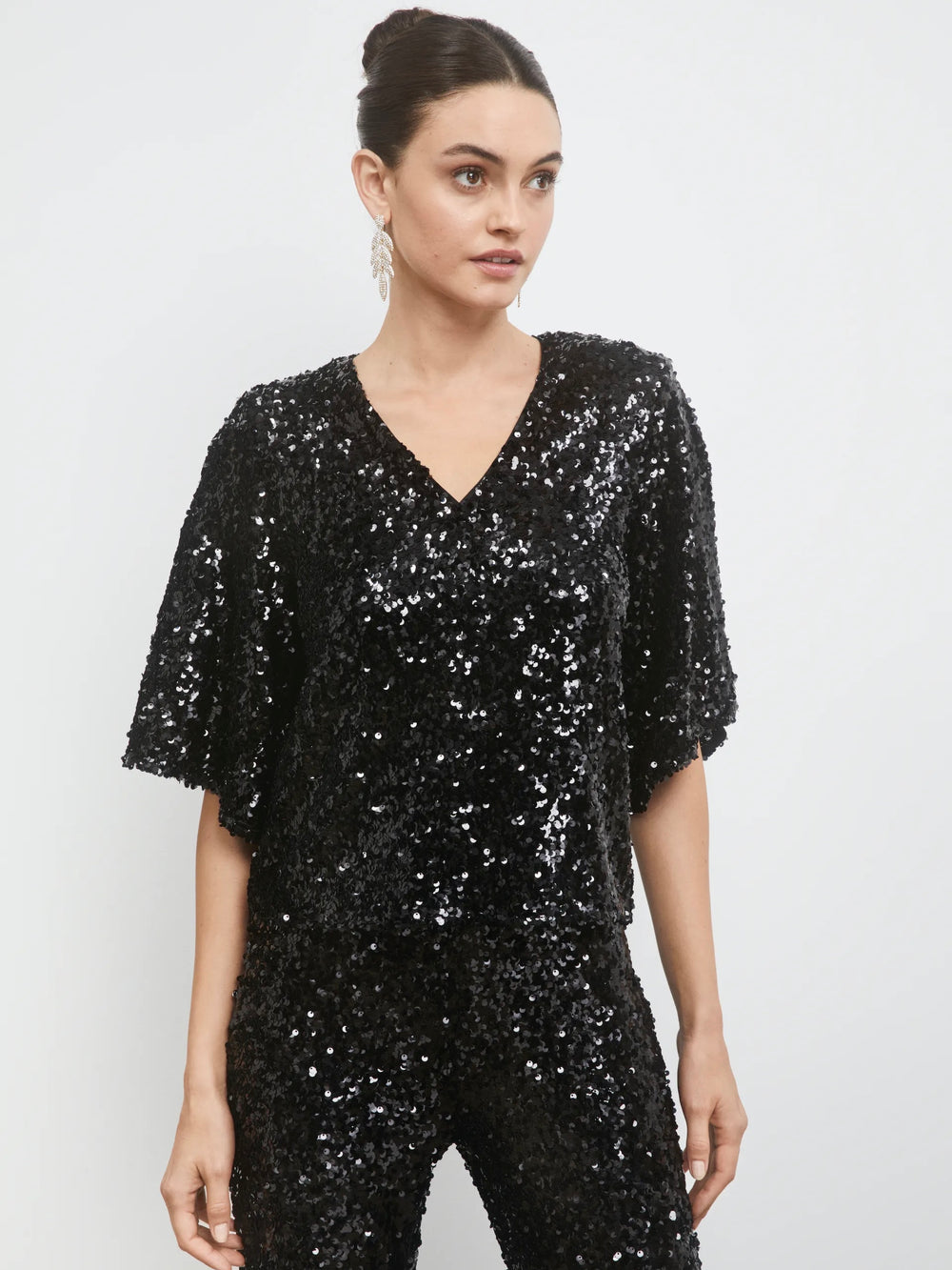 CAMILLA PIHL TONY SEQUIN TOP BLACK