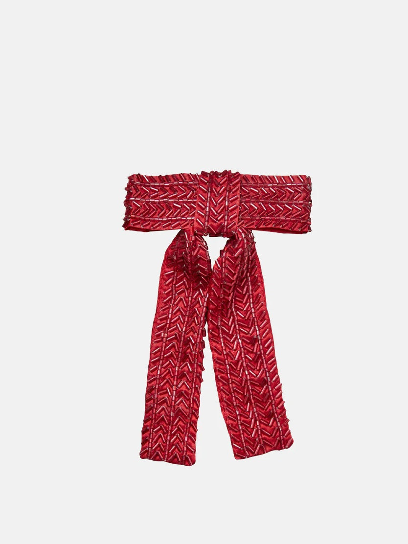 BECKSØNDERGAARD MERRY BEADED BOW RED