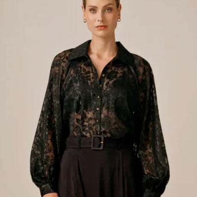 BY TI MO DEVORE BLOUSE BLACK