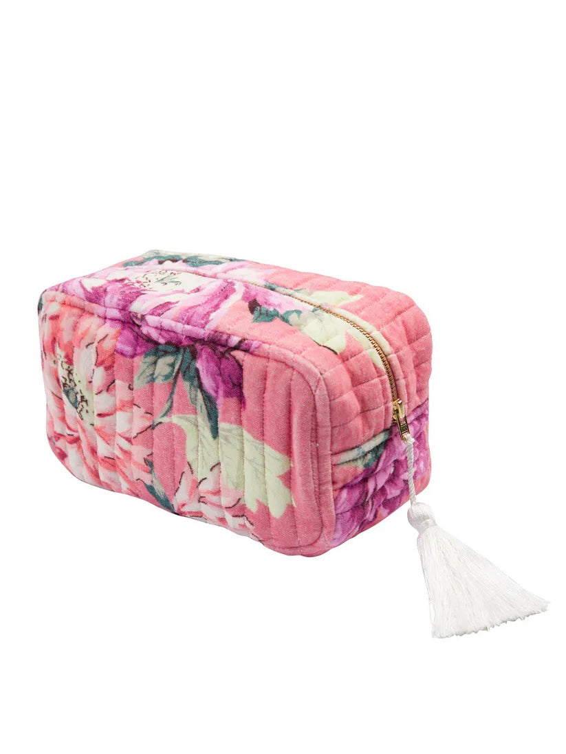 BY TIMO VELVET COSMETIC BAG PINK POSY