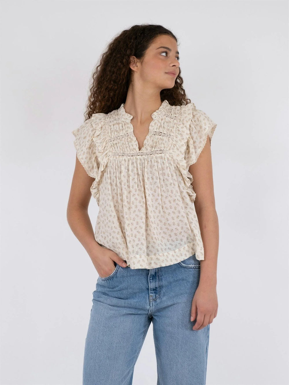 NEO NOIR JAYLA BASIC BLOSSOM TOP CREME