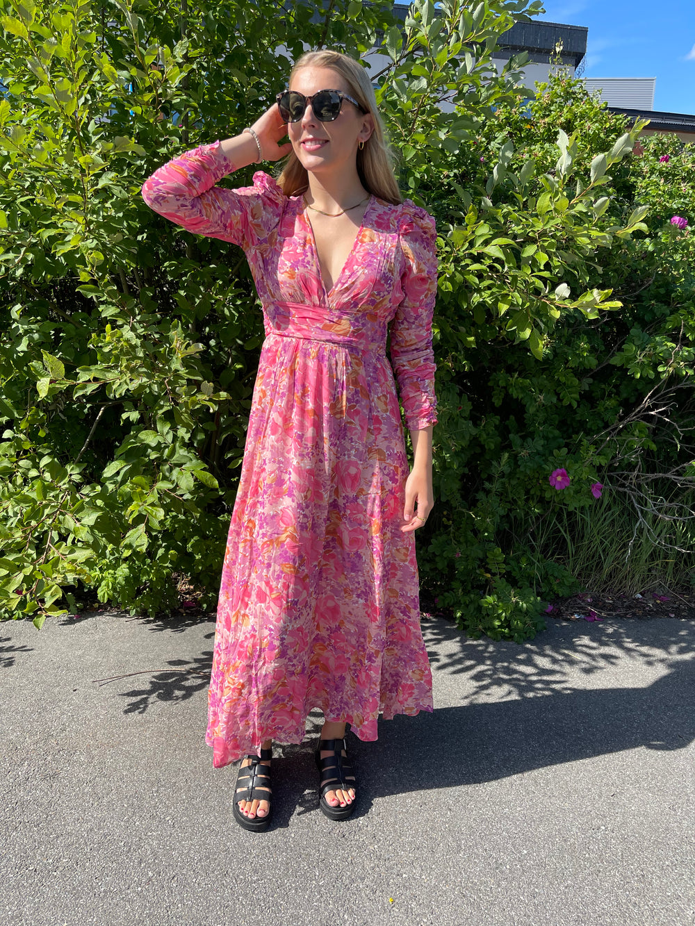 BY TI MO GEORGETTE MAXI DRESS PINK BLOSSOM