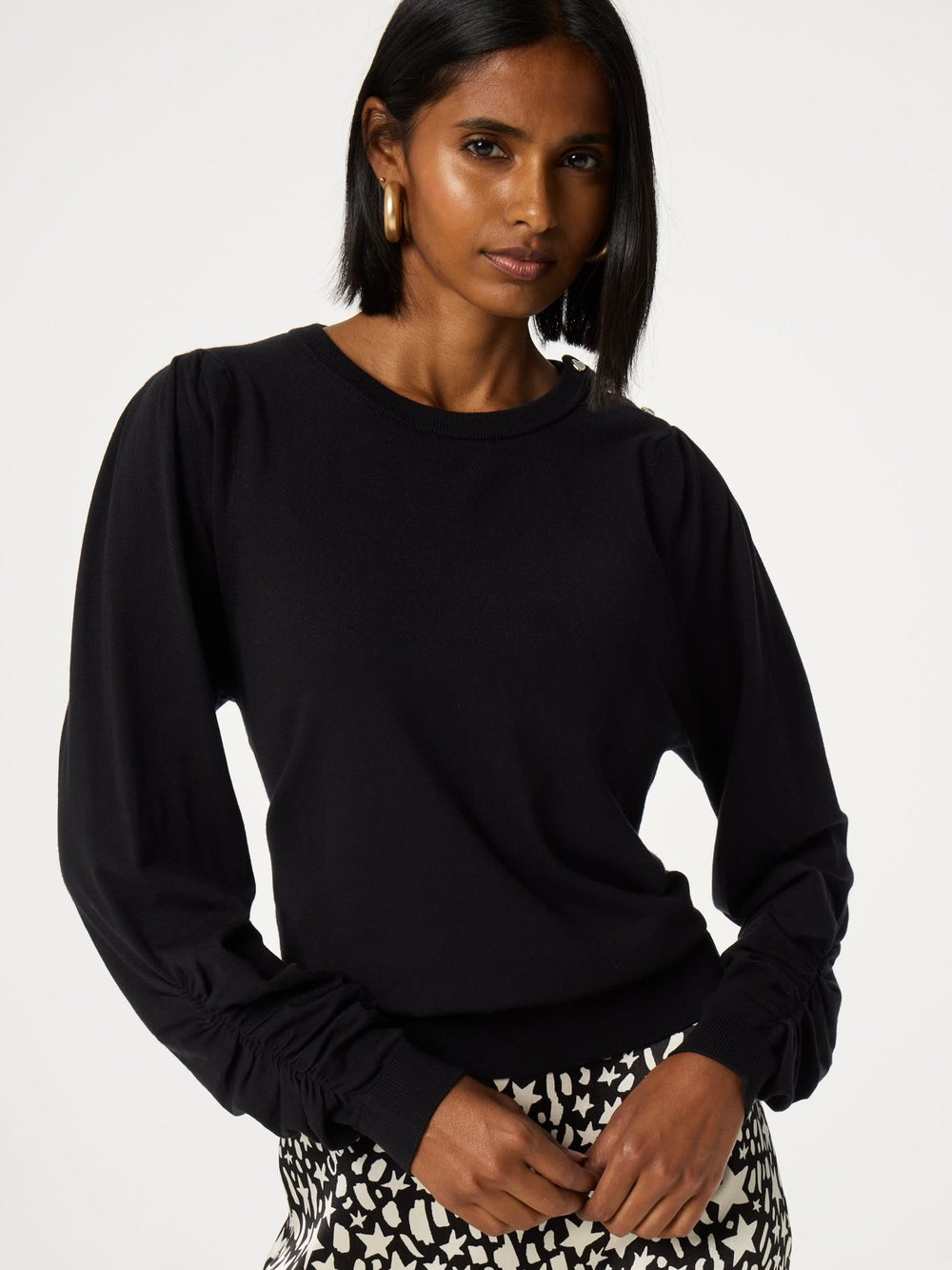 FABIENNE CHAPOT MOLLY SCRUNCH PULLOVER BLACK