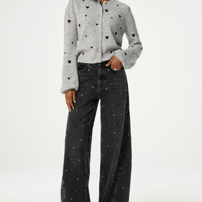 FABIENNE CHAPOT BONNIE WIDE LEG-RHINESTONE WASHED DARK GREY