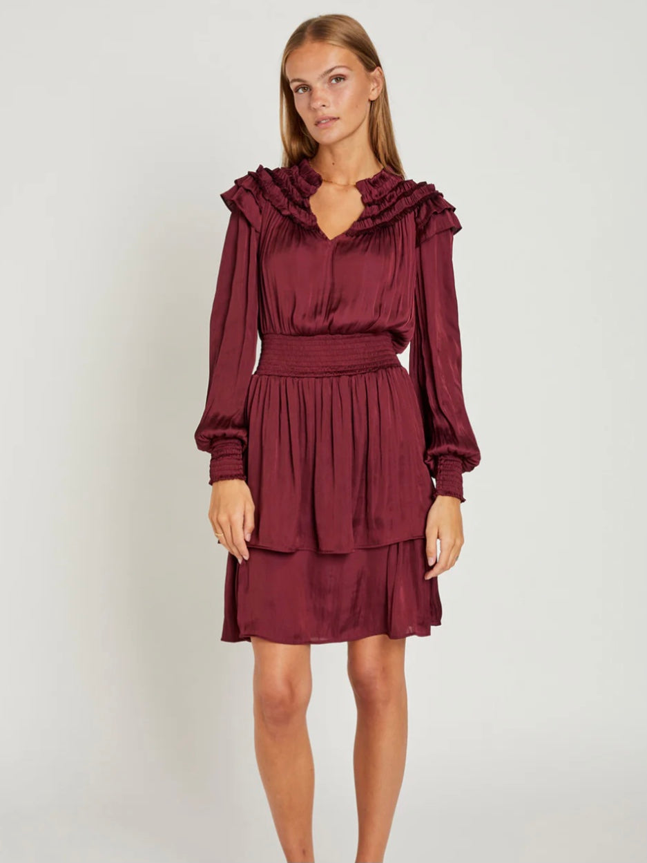 RUE DE FEMME FLORI DRESS RASPERRY WINE