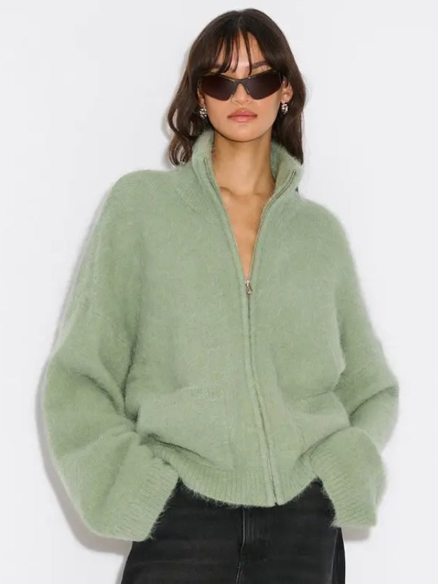 HOLZWEILER TINE FLUFFY CARDIGAN GREEN