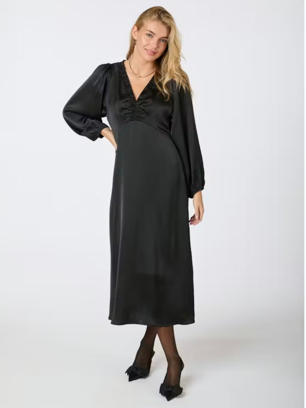 NEO NOIR ISABEL HEAVY SATEEN  DRESS BLACK