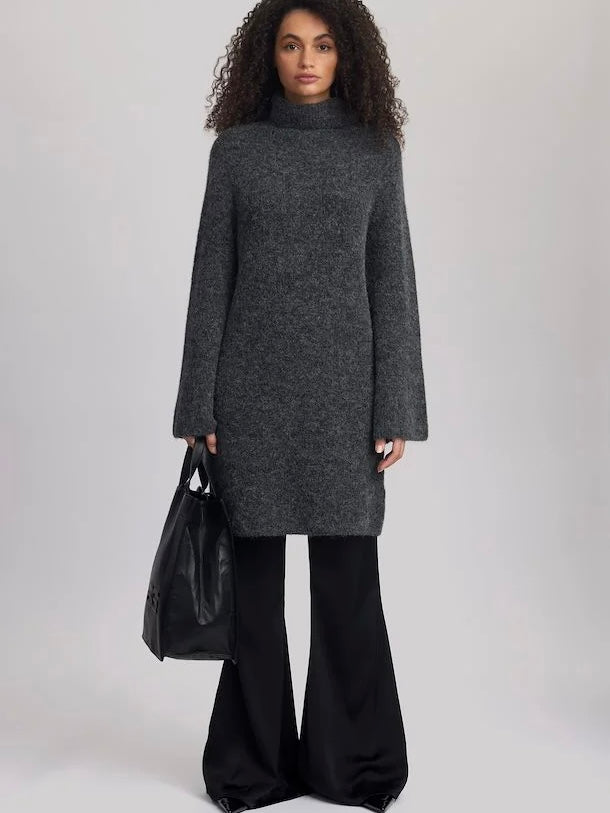 GESTUZ ALPHA ROLLNECK DRESS CHARCOAL MELANGE