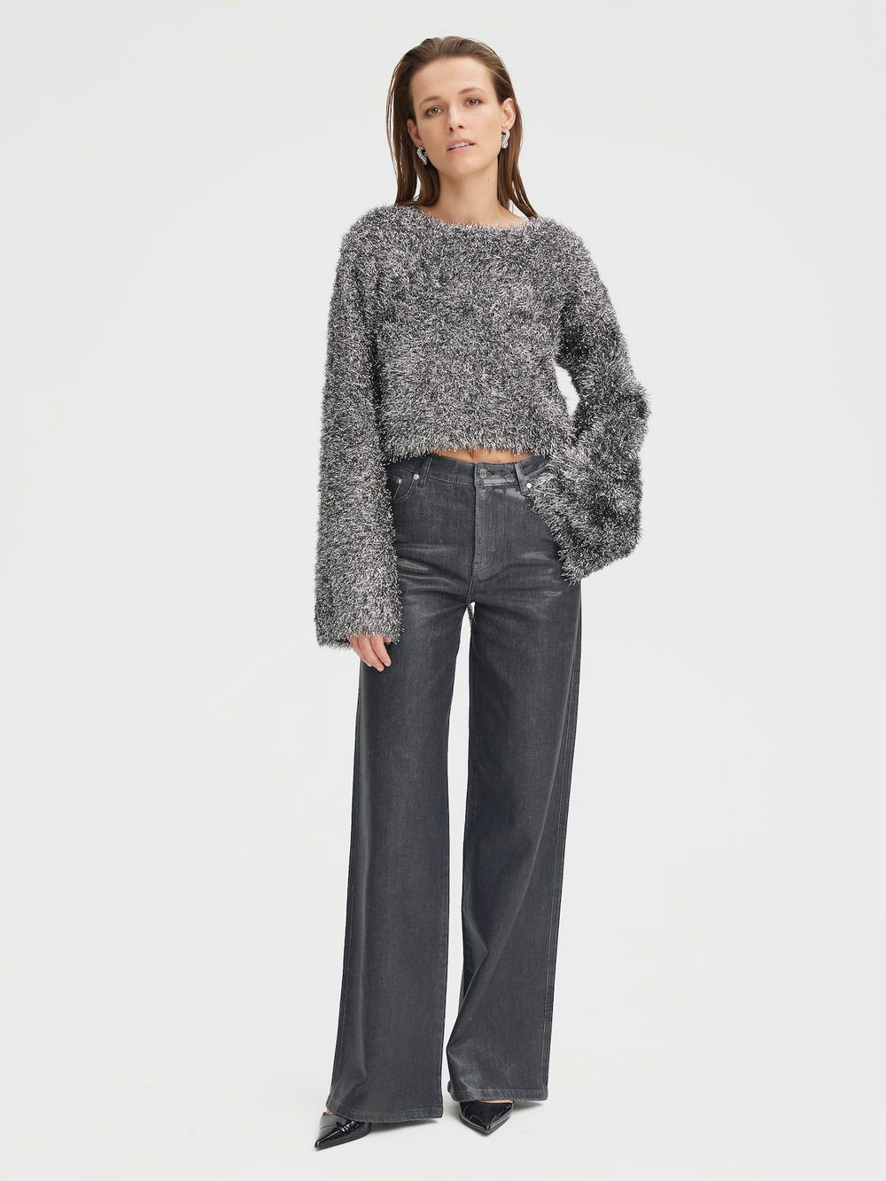 GESTUZ MATTIAN CROPPED PULLOVER GUN METAL