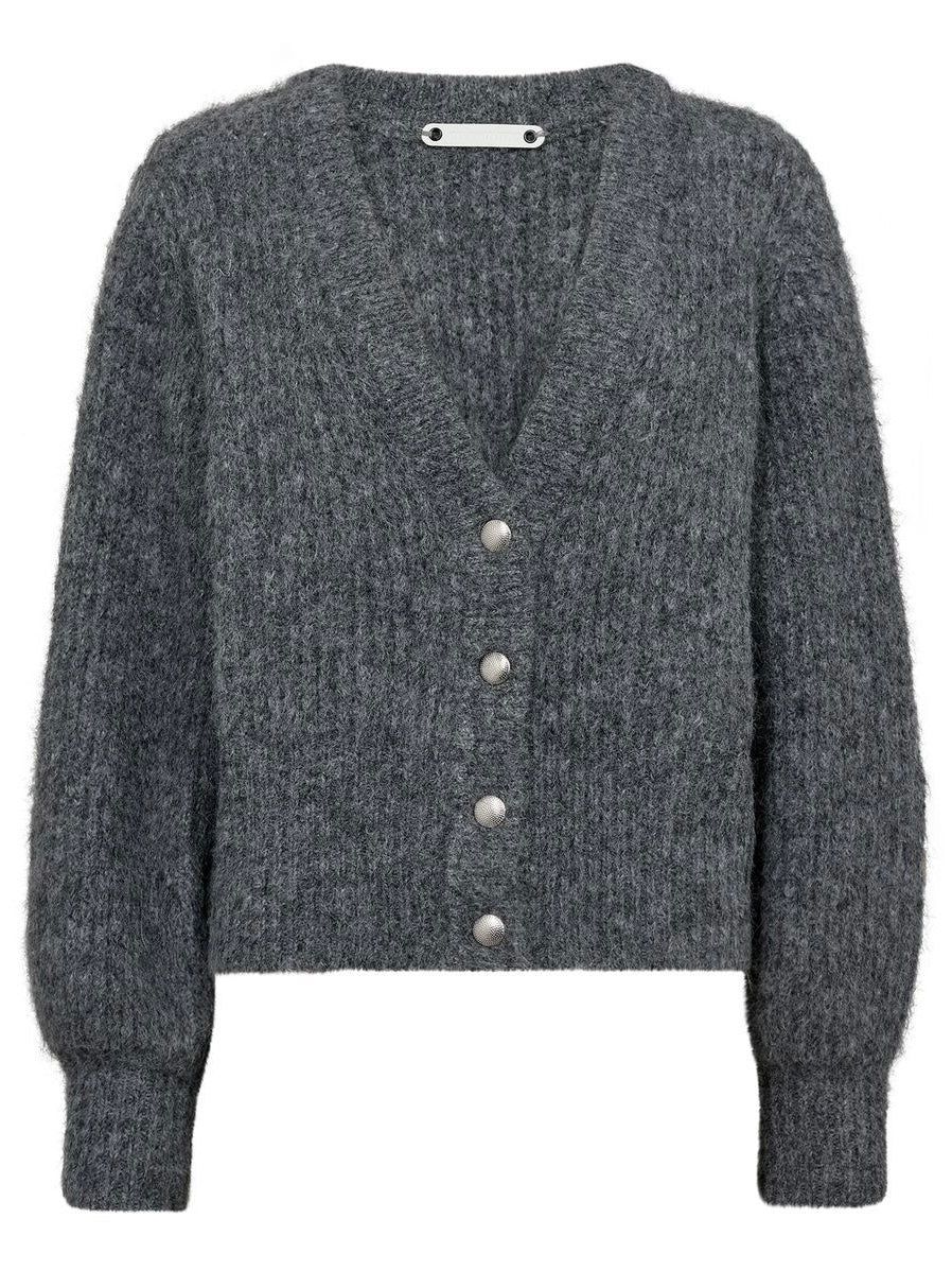 CO’COUTURE CORALIE BUTTON RIB KNIT GREY MELANGE