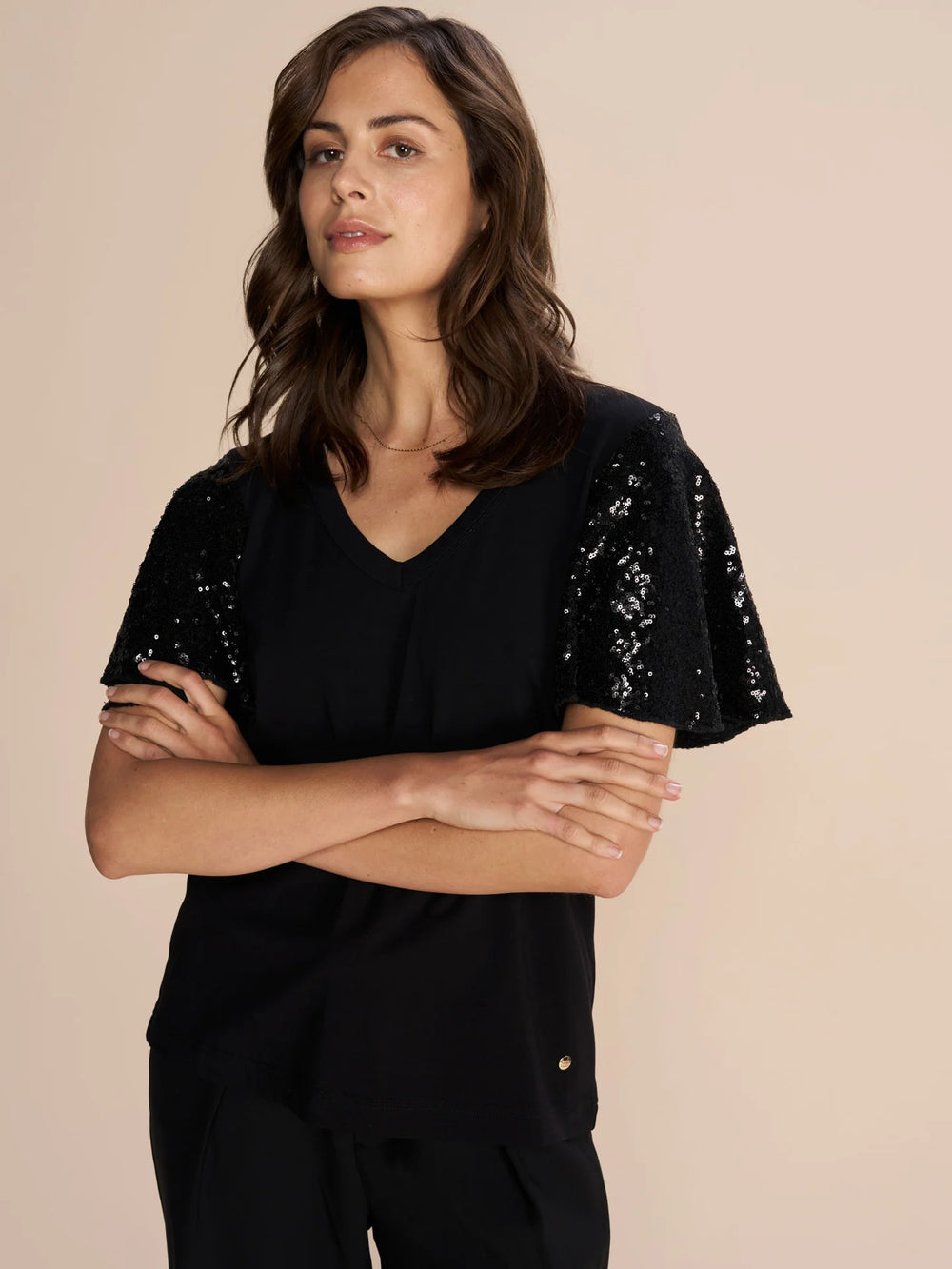 MOS MOSH PINTER O-SS SEQUIN TEE