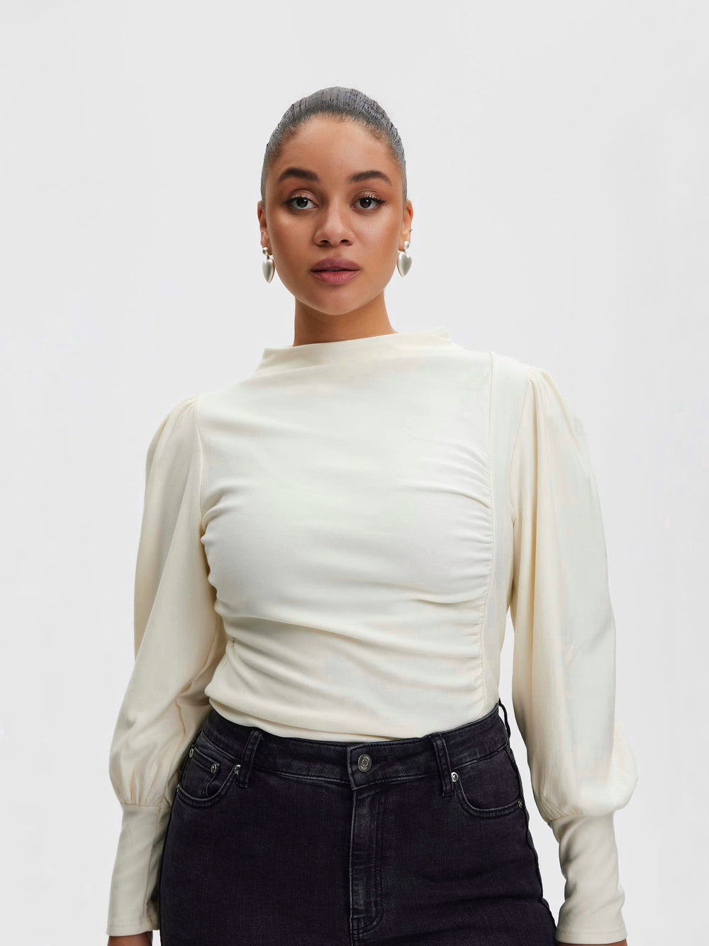 GESTUZ RIFAGZ PUFF BLOUSE EGRET