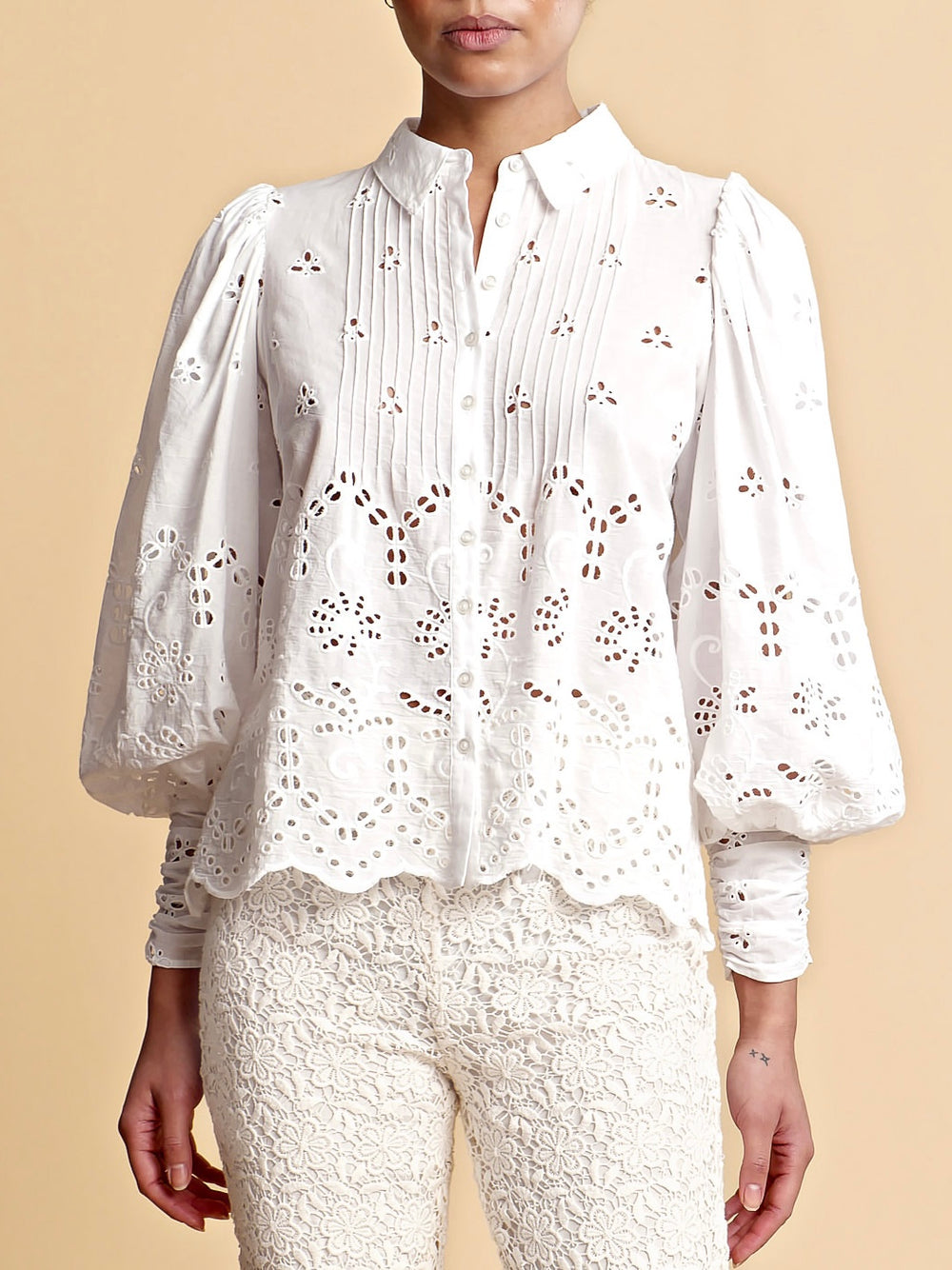 BY TIMO BRODERIE ANGLAISE SHIRT WHITE