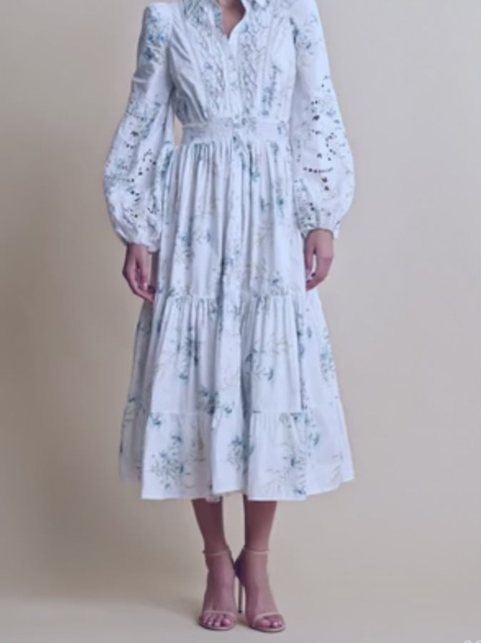 
                  
                    Load and play video in Gallery viewer, BY TI MO POPLIN MAXI DRESS BLUE FIELD
                  
                