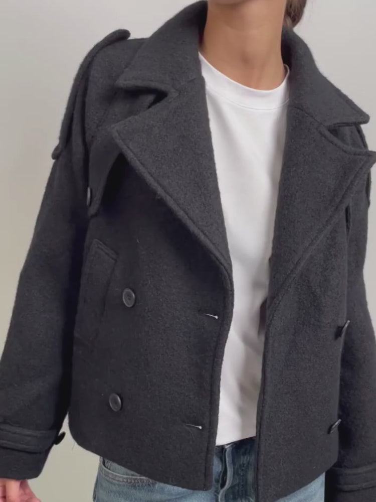 
                  
                    Load and play video in Gallery viewer, MEOTINE HANNI WOOL JACKET STEADY BLACK
                  
                