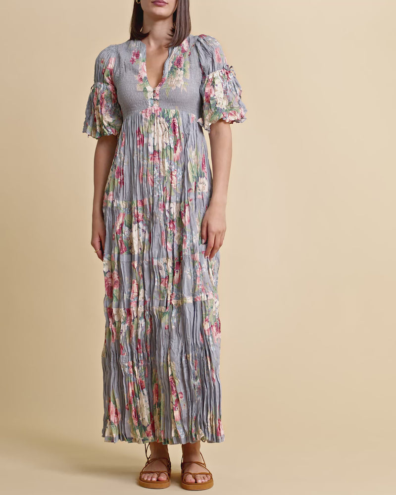 
                  
                    Load and play video in Gallery viewer, BY TIMO TWISTED MAXI DRESS BLUE BOUQUET
                  
                