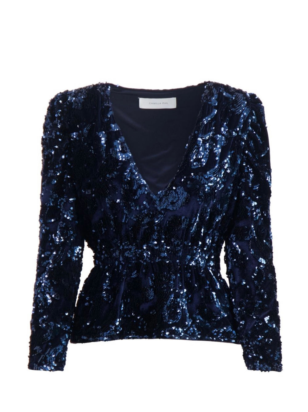 CAMILLA PIHL SCARLETT SEQUIN TOP NAVY