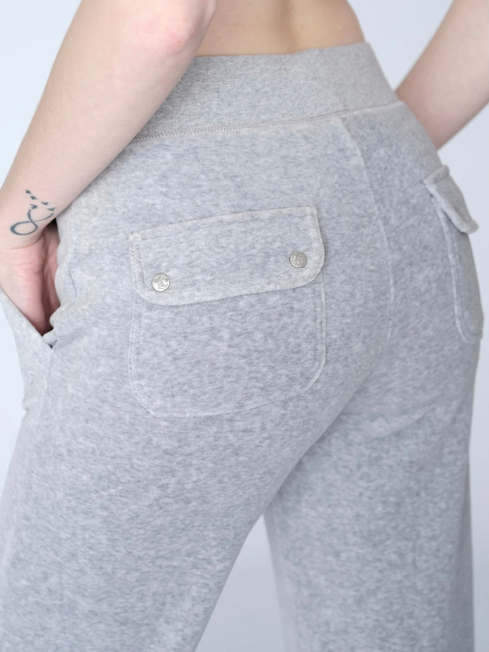 JUICY COUTURE VELOUR PANT LIGHT GREY MARL LYSEGRÅ